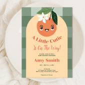 Een beetje Cutie Citrus Sinaasappel Gingham Baby s Kaart