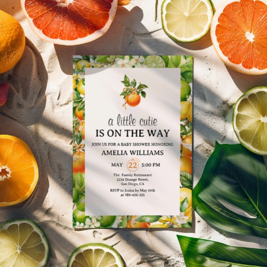 Een beetje Cutie Citrus Sinaasappel groen Baby sho Kaart