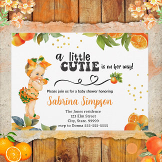 Een beetje cutie is op weg Oranje Baby shower Kaart