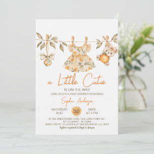 Een beetje Cutie Oranje babykleding Baby shower Kaart
