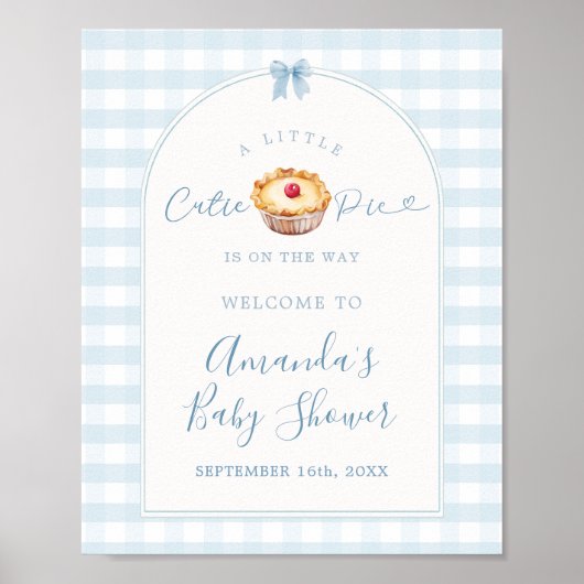 Een beetje Cutie Pie Blue Plaid Cherry Welkomstbor Poster (Voorkant)