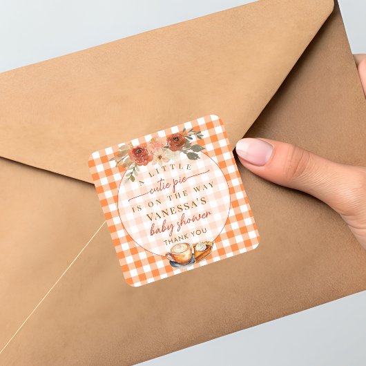 Een beetje Cutie Pie Floral Herfst thema Baby show Vierkante Sticker