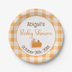 Een beetje Cutie Pie Gingham Herfst Baby shower Papieren Bordje