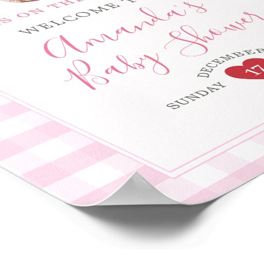 Een beetje Cutie Pie Pink Plaid Cherry Welkomstbor Poster (Hoek)