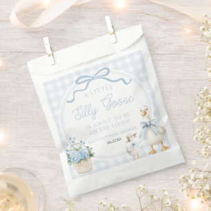 Een beetje domme gans blauwe bloemboog baby shower bedankzakje
