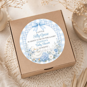 Een beetje domme gans Blauwe Cottagecore Baby Show Ronde Sticker