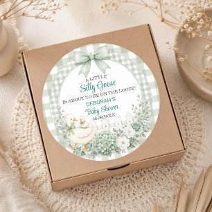 Een beetje domme gans Groen Cottagecore Baby Showe Ronde Sticker