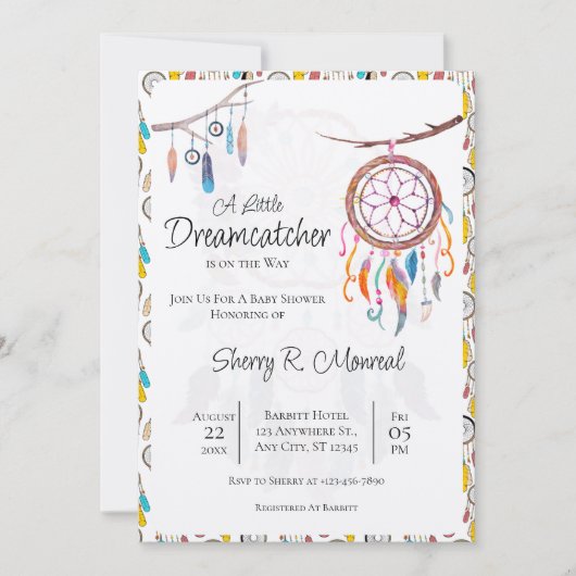 Een beetje Dreamcatcher Baby shower Invitation Kaart (Voorkant)