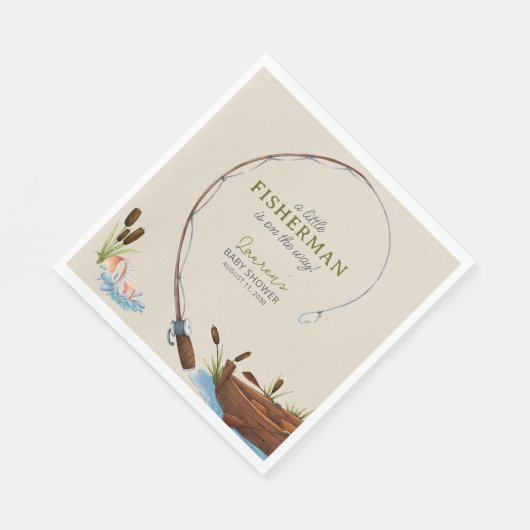 Een beetje Fisherman Waterverf Script Baby shower Servet (Hoek)