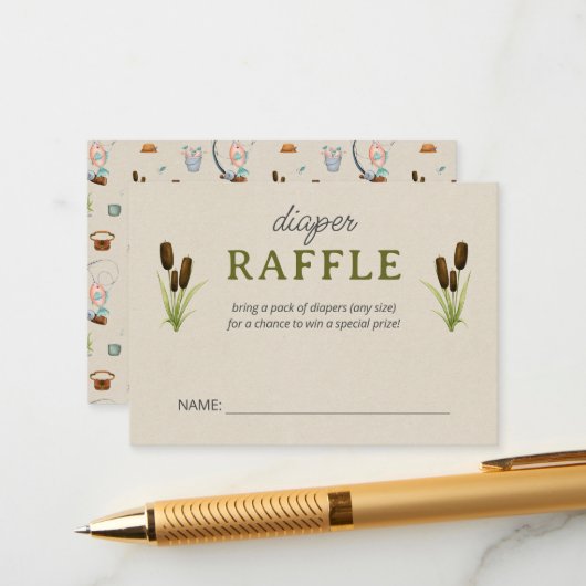 Een beetje Fisherman Waterverf Script Luier Raffle Informatiekaartje (Voorkant / Achterkant in situ)