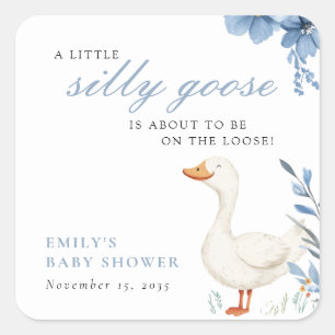 Een beetje Gekke Goose Boy Baby shower Vierkante Sticker