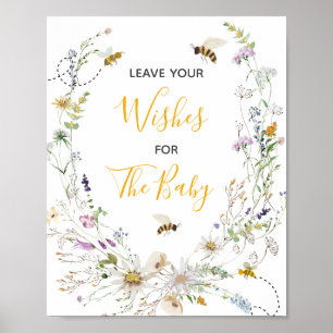 Een beetje honingbij wildflower laat je wensen ach poster