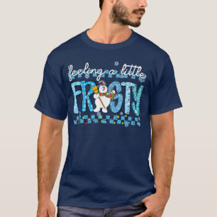 Een beetje koud aanvoelen Schattige retro sneeuwma T-shirt