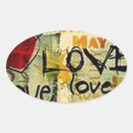 Een beetje liefdesgraffiti ovale sticker