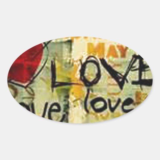 Een beetje liefdesgraffiti ovale sticker (Voorkant)