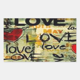 Een beetje liefdesgraffiti rechthoekige sticker