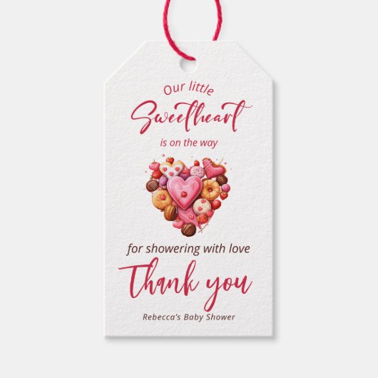 Een beetje lieverd rood lief hart Baby shower Cadeaulabel (Voorkant)