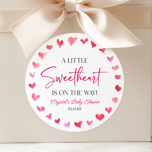 Een beetje lieverd rood roze harten Baby shower Ronde Sticker