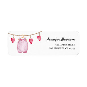Een beetje lieverd roze meisje Baby shower adres Etiket