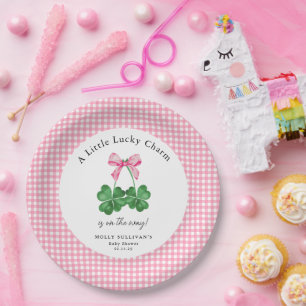 Een beetje Lucky Charm Shamrock Baby shower Papieren Bordje
