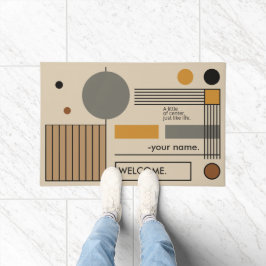 Een beetje off-center, stijlvol met naam welkom deurmat