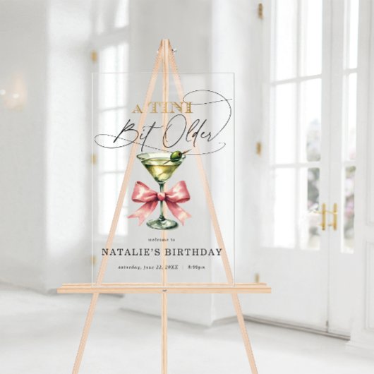 Een beetje ouder Martini Roze strikje welkom Acryl Bord