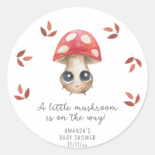 Een beetje paddenstoel is op weg - Baby shower Ronde Sticker