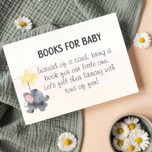 Een beetje Peanut Olifant Baby shower Boeken Aanvr Informatiekaartje