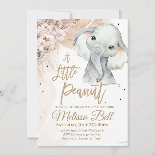 Een beetje pinda olifant baby shower Boho Safari Kaart (Voorkant)