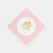 Een beetje pompoen Baby shower bloemenroze geruite Servet (Hoek)