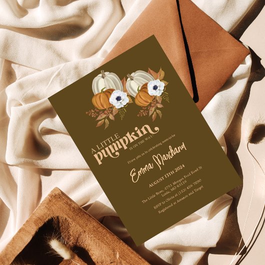 Een beetje pompoen baby shower pompoen bloemen kaart