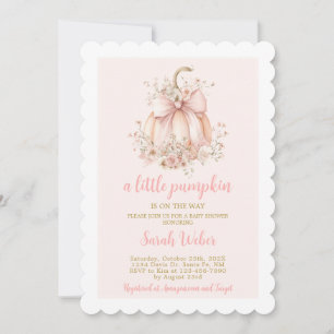 Een beetje pompoen gingham herfst baby shower meis kaart