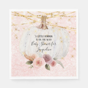 Een beetje pompoen gouden glitter Waterverf bloeme Servet