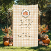 Een beetje pompoen grillige gingham Baby shower Spandoek