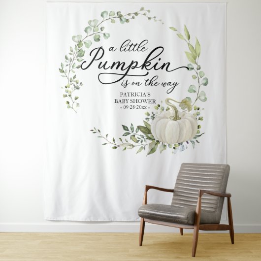 Een beetje pompoen groen Baby shower achtergrond Wandkleed (In situ)