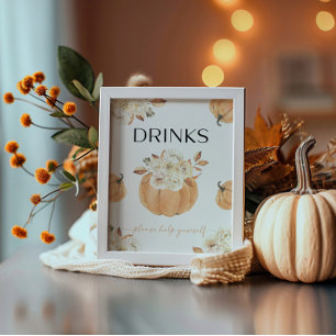 Een beetje pompoen Herfst Baby shower Drinken teke Reclamebord Met Voetstuk
