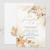 Een beetje pompoen Herfst Baby shower Genderneutra Kaart (Voorkant / Achterkant)