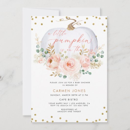 Een beetje pompoen Herfst Baby shower Genderneutra Kaart (Voorkant)