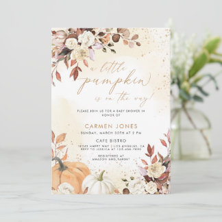 Een beetje pompoen Herfst Baby shower Genderneutra Kaart