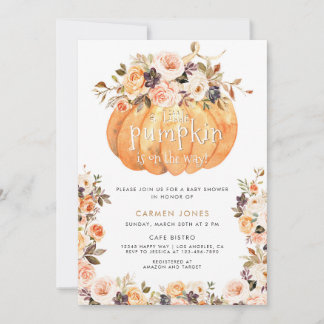 Een beetje pompoen Herfst Baby shower Genderneutra Kaart