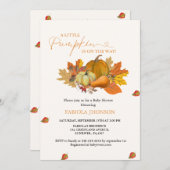 Een beetje pompoen herfst baby shower kaart (Voorkant / Achterkant)