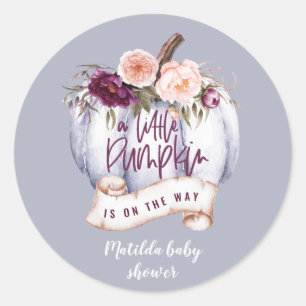 Een beetje pompoen herfst baby shower partij gunst ronde sticker