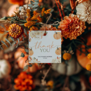 Een beetje pompoen Herfst Baby shower vierkant Bedankjes Labels
