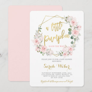Een beetje pompoen Herfst blos roze baby shower me Kaart