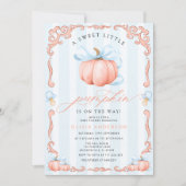 Een beetje pompoen Herfst Blue Bow Boy Baby shower Kaart (Voorkant)