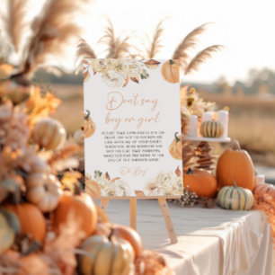 Een beetje pompoen Herfst Dont Say Baby spel Reclamebord Met Voetstuk