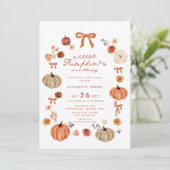 Een beetje pompoen Herfst Floral Bow Baby shower Kaart (Staand voorkant)