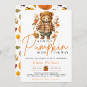 Een beetje pompoen Herfst Herfst SCHATTIGE BEER Ba Kaart (Voorkant / Achterkant)