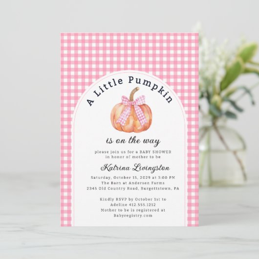 Een beetje pompoen is bijna hier Baby shower Kaart (Staand voorkant)