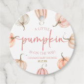 Een beetje pompoen is onderweg. Baby Shower Bedankjes Labels (Voorkant)